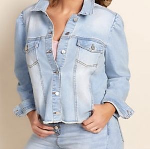 All Worthy Light Wash Cropped Denim Jacket 2x